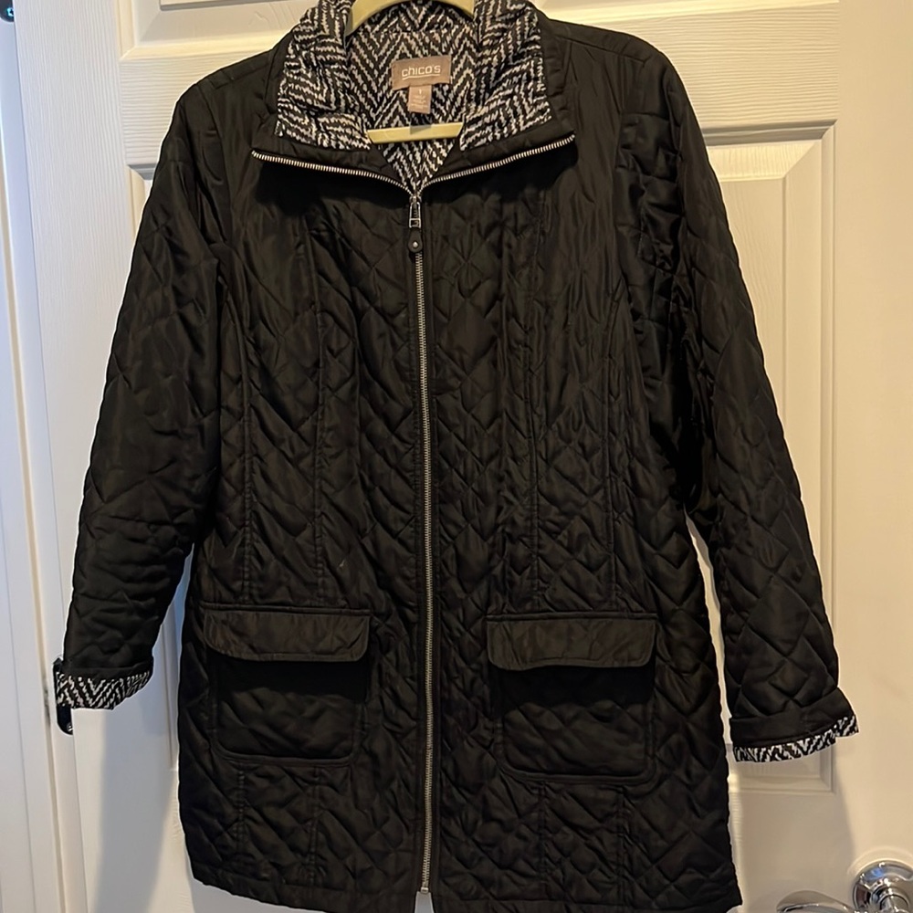 Chicos Lightweight Black Quilted Jacket - image 1